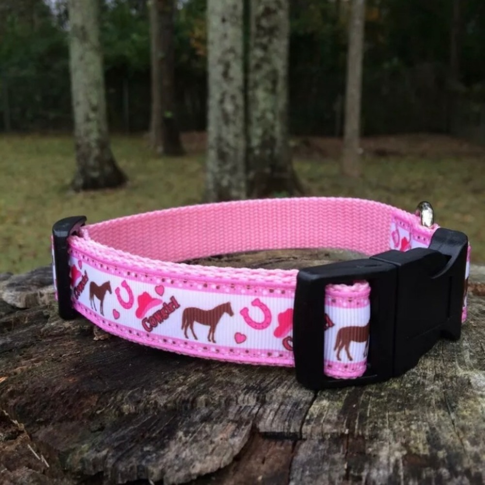 New Cowgirl pink dog collar